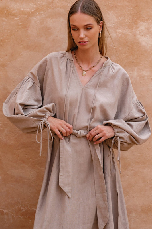 Denise Long Sleeve Linen Kimono Dress - JM Suppliers International