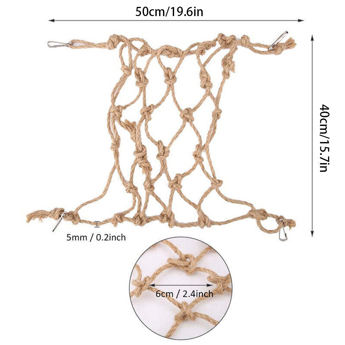 Hanging Climbing Net for Birds and Small Pets Cotton or Hemp Rope Cage Hammock-2