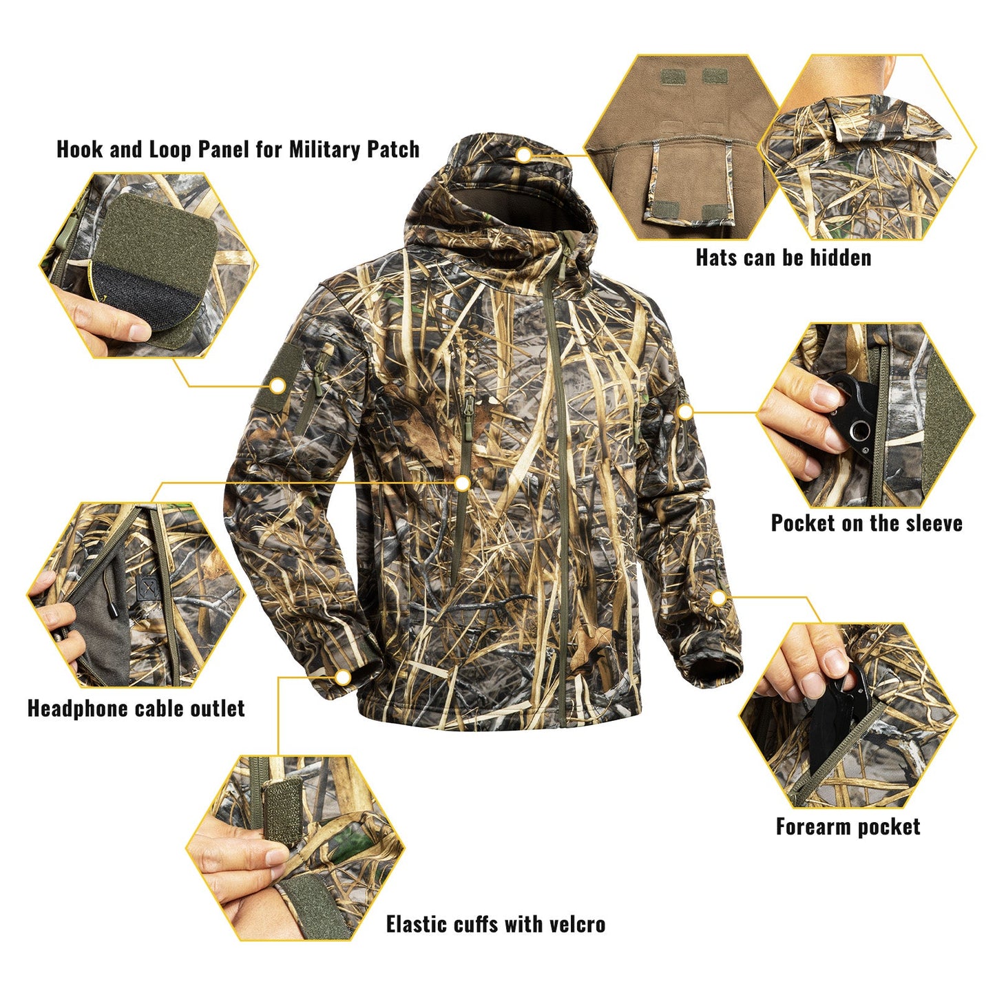 Hunting Jacket for Men Quiet Hunting Camouflage Clothing Hoodie Camo Coat-1