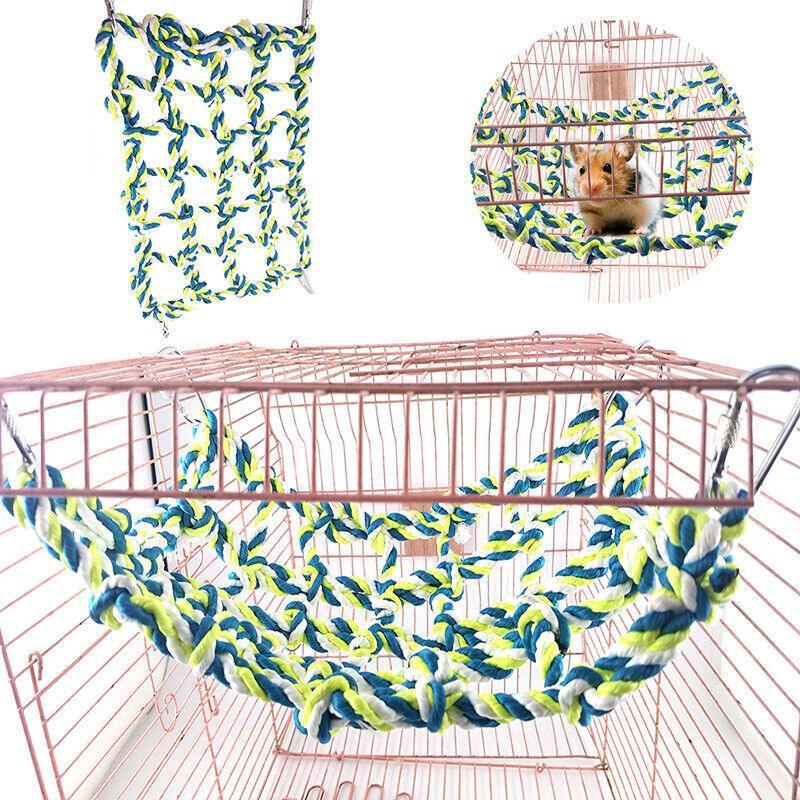 Hanging Climbing Net for Birds and Small Pets Cotton or Hemp Rope Cage Hammock-4