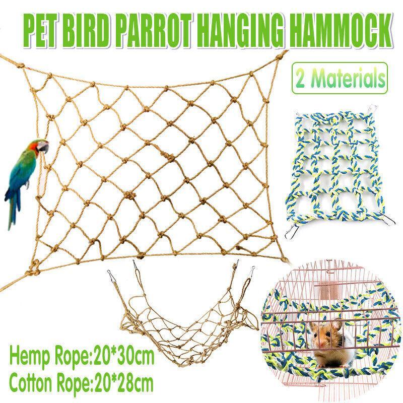 Hanging Climbing Net for Birds and Small Pets Cotton or Hemp Rope Cage Hammock-0