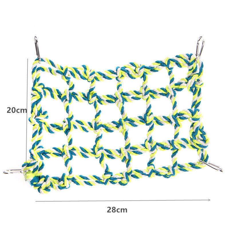 Hanging Climbing Net for Birds and Small Pets Cotton or Hemp Rope Cage Hammock-3