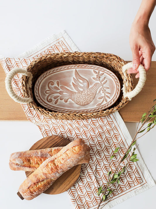 Bread Warmer & Basket Gift Set with Tea Towel - Bird Oval - JM Suppliers International
