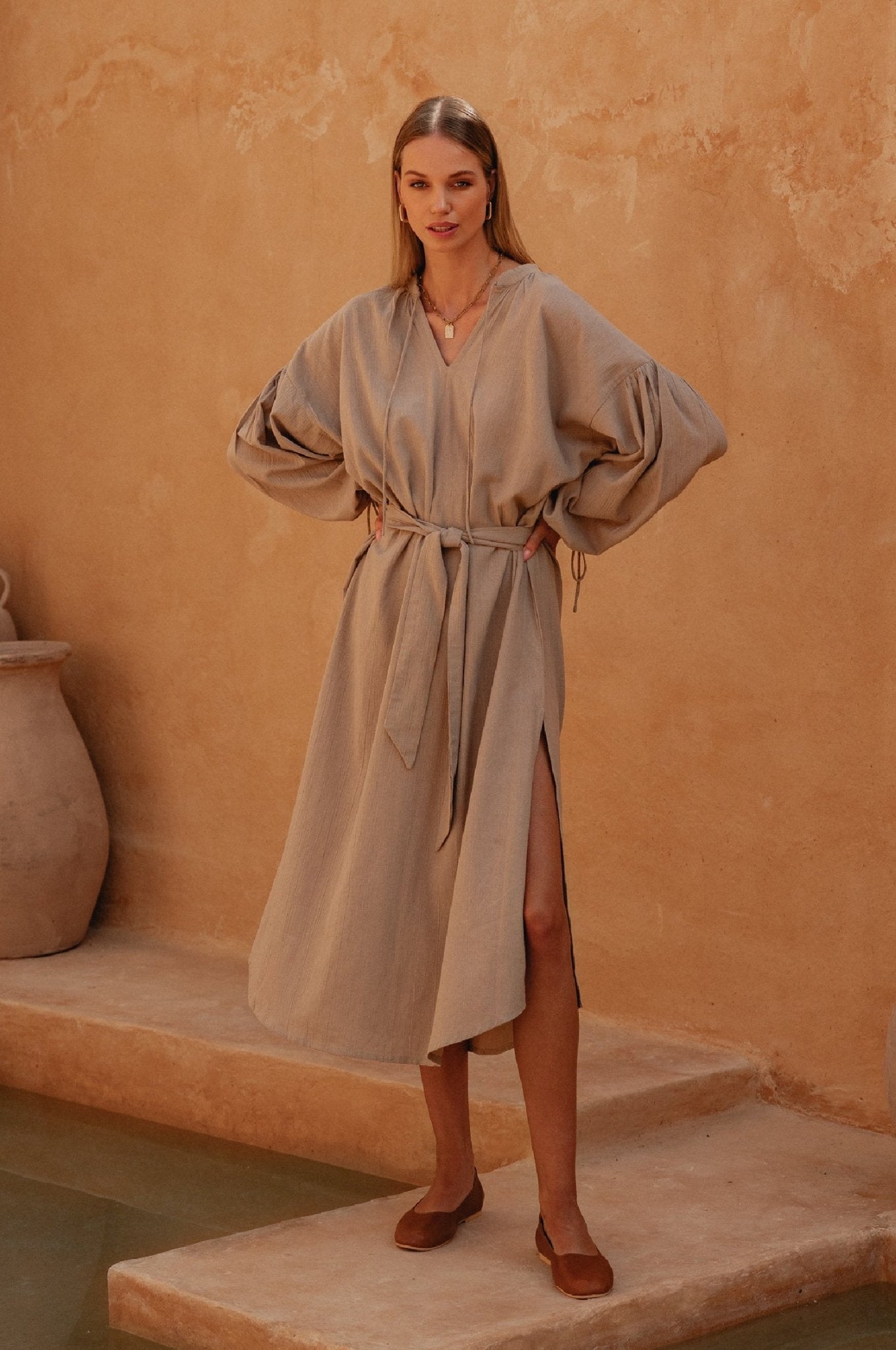 Denise Long Sleeve Linen Kimono Dress - JM Suppliers International