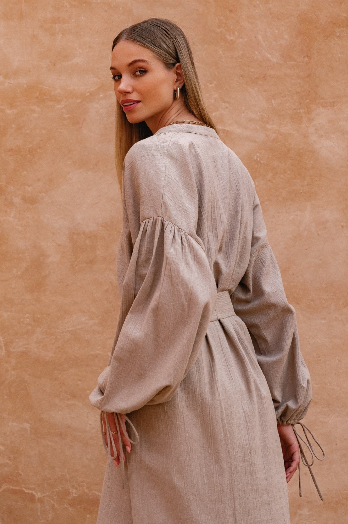 Denise Long Sleeve Linen Kimono Dress - JM Suppliers International