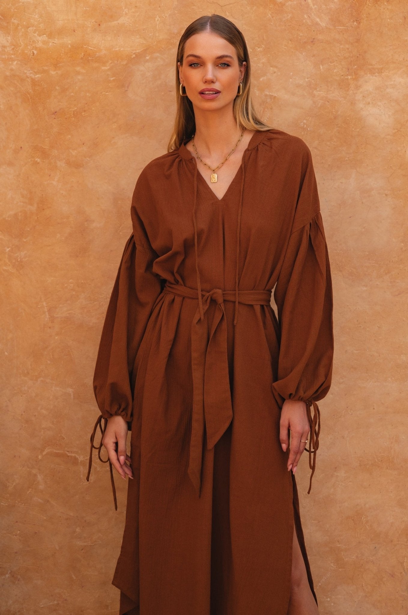 Denise Long Sleeve Linen Kimono Dress - JM Suppliers International