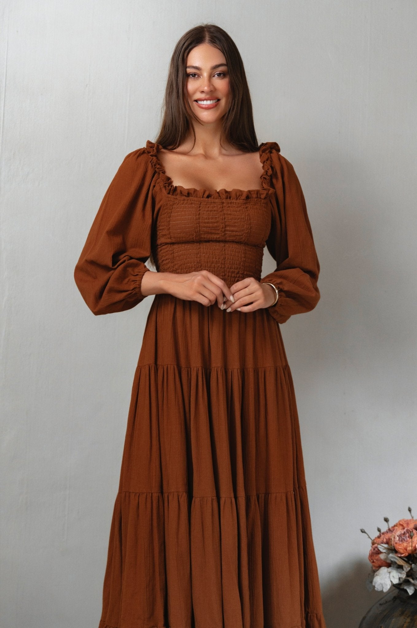 Evangeline Tiered Linen Midi Dress - JM Suppliers International