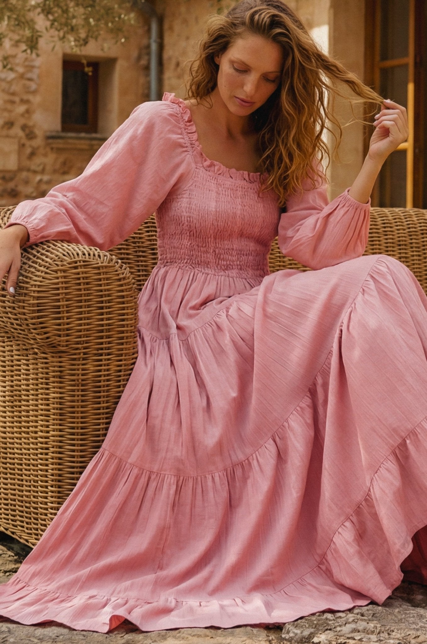 Evangeline Tiered Linen Midi Dress - JM Suppliers International