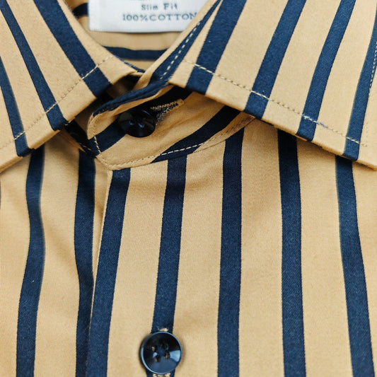 Gold With Black Bold Stripe Shirt - JM Suppliers International