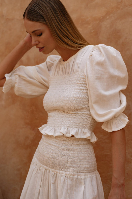 Jaffa Smocked Linen Top - JM Suppliers International