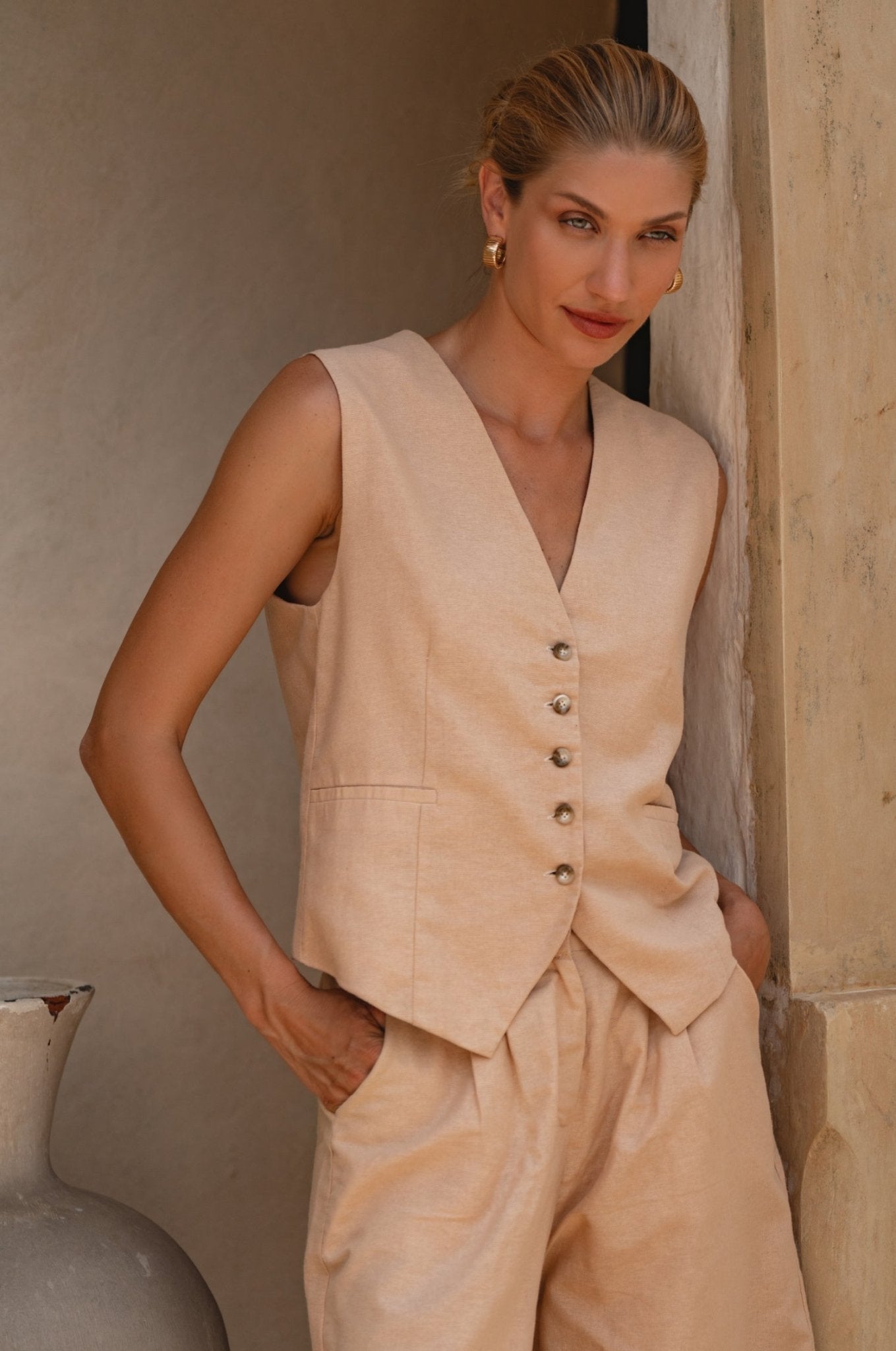 Paige Linen Vest - JM Suppliers International